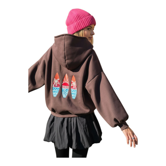 bluza z kapturem damska Bluza czekoladowa Surf