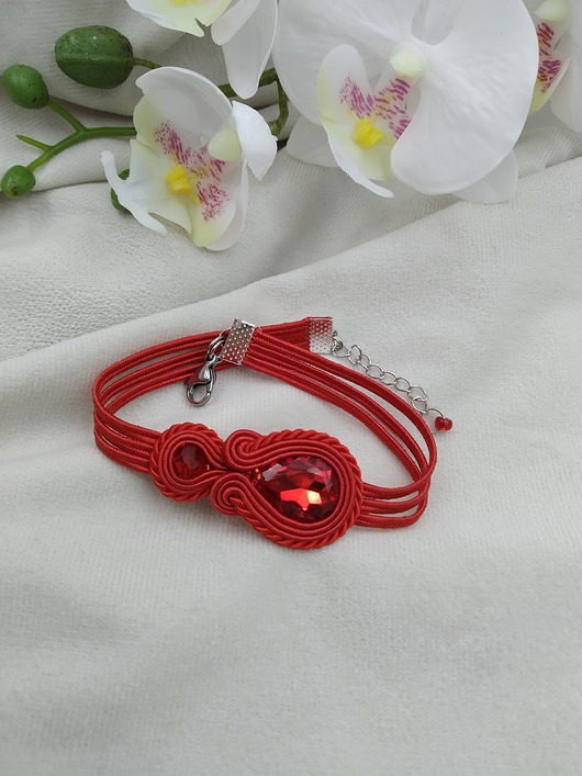 bransoletki soutache Bransoletka sutasz, czerwona bransoletka, soutache