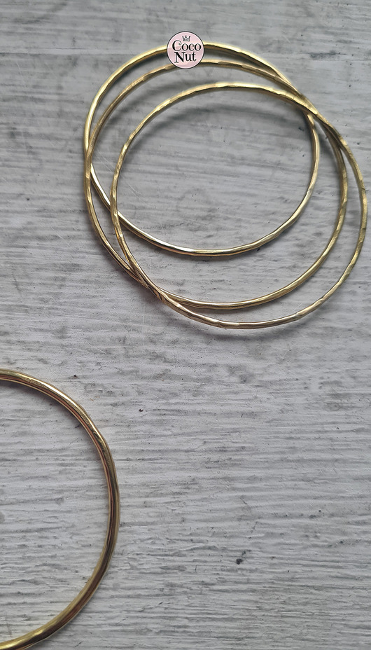 bransoletki złote Komplet trzech bransolet z mosiądzu