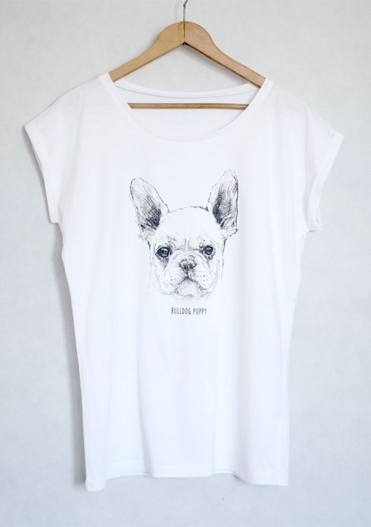 BULLDOG PUPPY koszulka oversize biała Gabriela Krawczyk