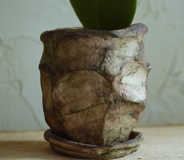 doniczki ŚLADY NATURY III_doniczka ceramiczna handmade_surowa forma
