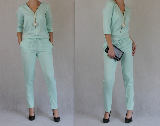MINT miętowy KOMBINEZON, wiosna 2015 (34-46) MC Fashion