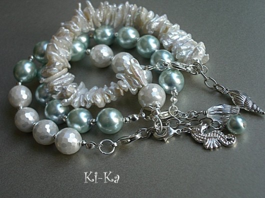 Blue mint pearls - bransoletka KiKa pracownia