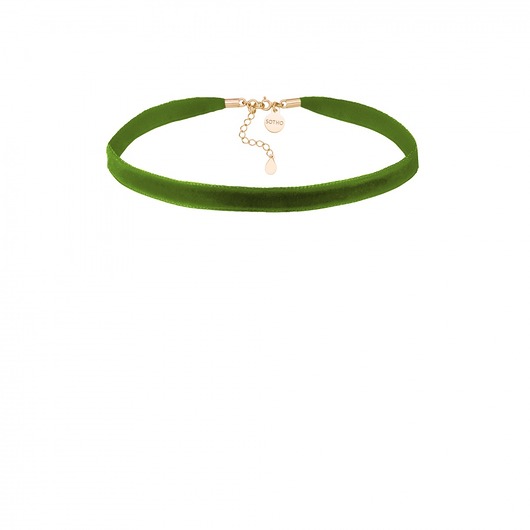 Oliwkowy aksamitny choker z zapięciem SOTHO