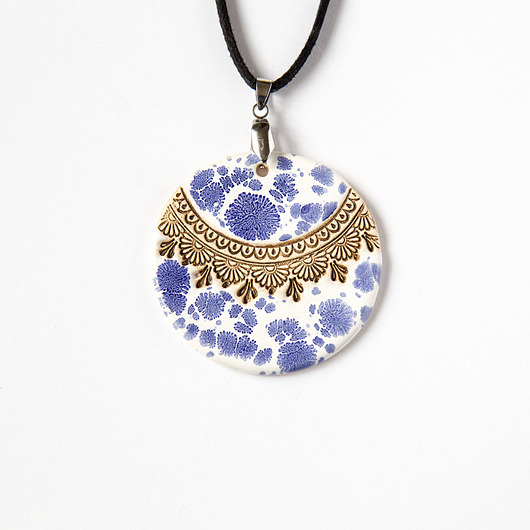 naszyjniki - inne Naszyjnik ceramiczny mandala duży