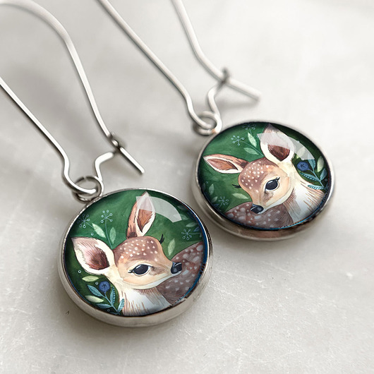 kolczyki szklane Baby Deer  kolczyki długie na imprezę