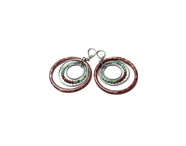 kolczyki wire wrapping Wianki  circle /chocolate/ kolczyki