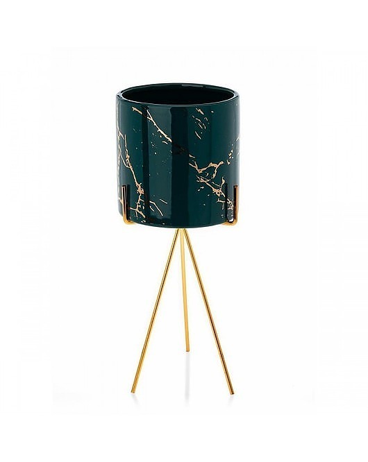 Kwietnik Metalowy Osłonka Ceramiczna Luna Green MIA home