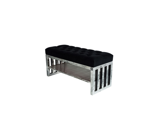 ławki Ławka Metalowa Loft Siedzisko Pikowane Czarny LPM-13
