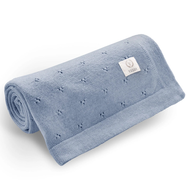 kocyki, kołderki, pościel dla dzieci Koc z wełny merino Niebieski