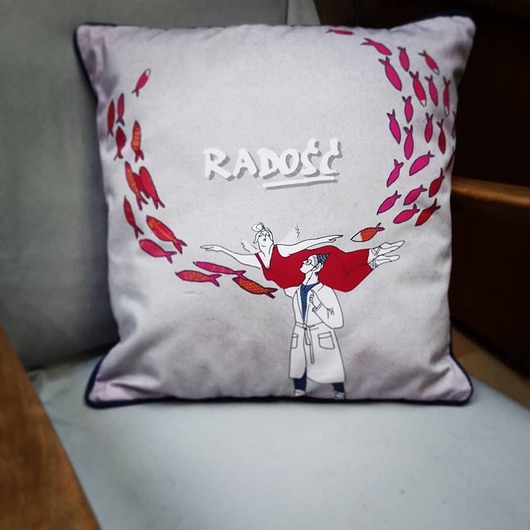 poduszki z napisami PODUSZKA dekoracyjna, print RADOŚĆ (bawełna)