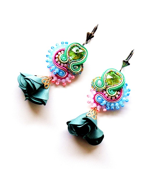 kolczyki soutache Sutaszowe kolczyki  GREEN HEART