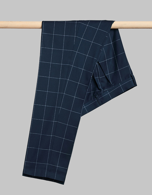 spodnie męskie Spodnie męskie gallipoli w kant granatowy slim fit 