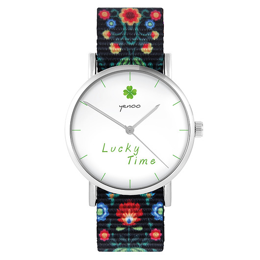 zegarki damskie Zegarek - Lucky time - folk czarny, nato