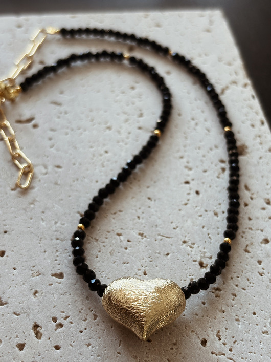 złote naszyjniki Naszyjnik Onyks Serce