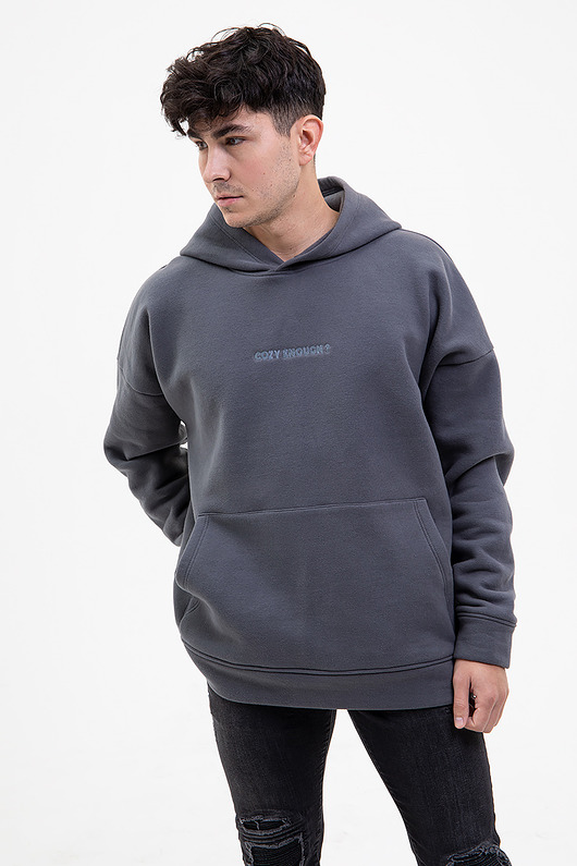 bluzy męskie Boxy hoodie grey
