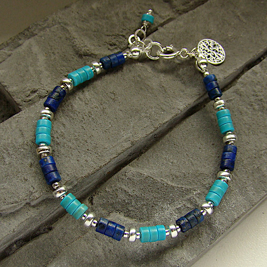 bransoletki z kamieni naturalnych Turkus i lapis - bransoletka