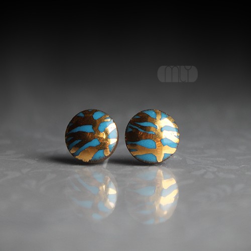 kolczyki ceramiczne Gri 9mm/stal chirurgiczna/