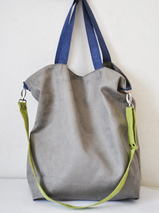Torba hobo XXL- szary, limonka, kobalt PRACOWNIA 166