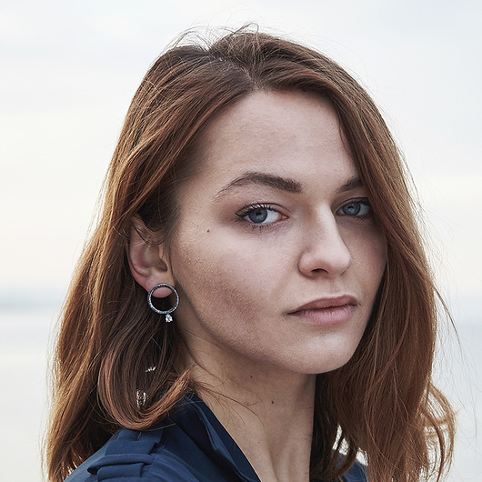 Grafitowe kolczyki koła KOS jewellery