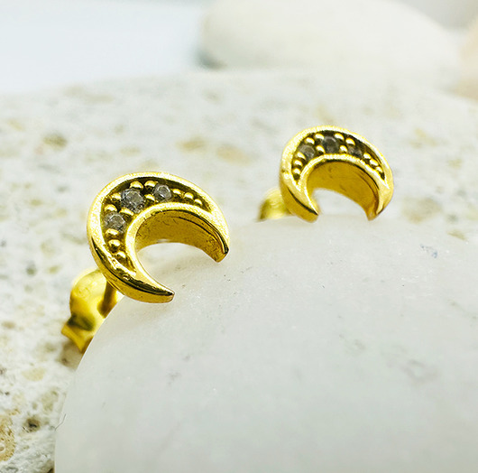 kolczyki pozłacane Kolczyki księżyce, złoty mały księżyc