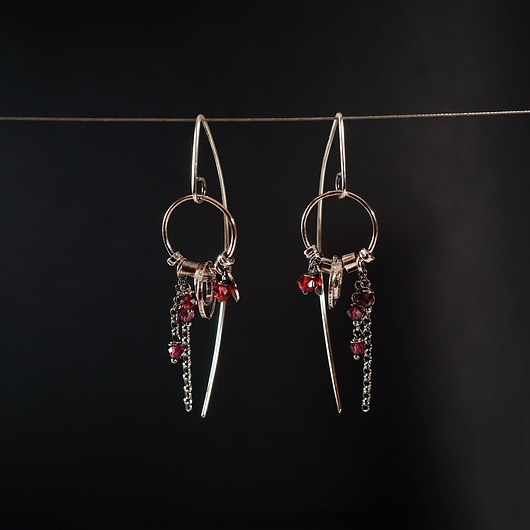 kolczyki srebrne VENTO - srebro i granaty