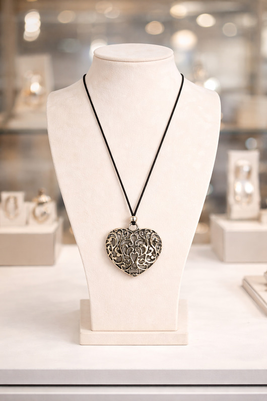 wisiory Wisior,łańcuszek,naszyjnik serce w kolorze antycznego srebra