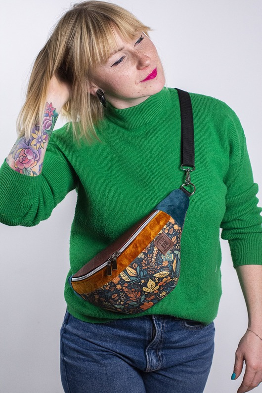 saszetka nerka Nerka damska w kolorowe kwiaty vintage JESIENNY LIŚĆ