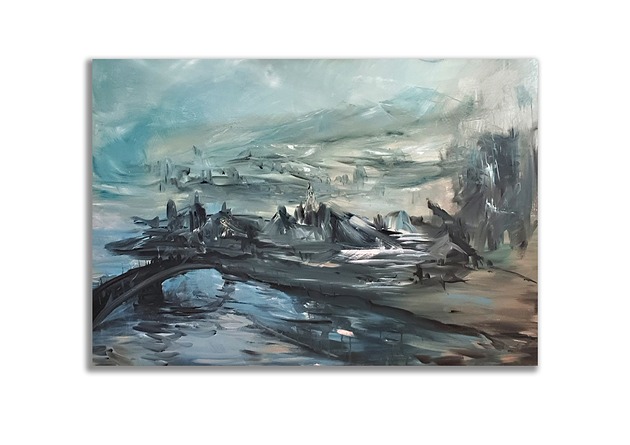 obrazy Obraz ręcznie malowany DUŻY 70x 100 cm abstrakcja pejzaż góry