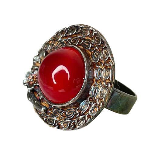 pierścionki srebrne Srebrny pierścień z czerwonym agatem