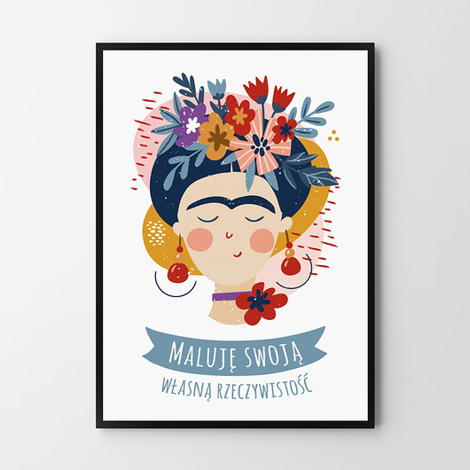 plakaty Plakat Frida w kwiatach ilustracja