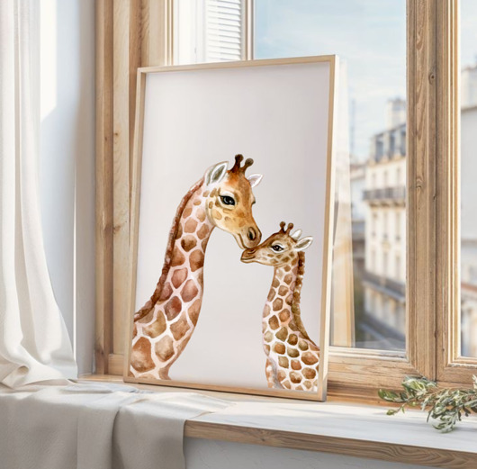 obrazy i plakaty do pokoju dziecięcego PLAKAT DLA DZIECKA safari  żyrafa