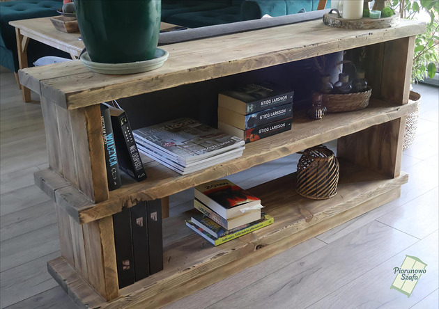 regały Drewniany regał loftowy ręcznie robiony