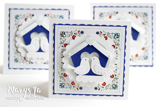 kartki scrapbooking KASZEBE - zakochane ptaszki