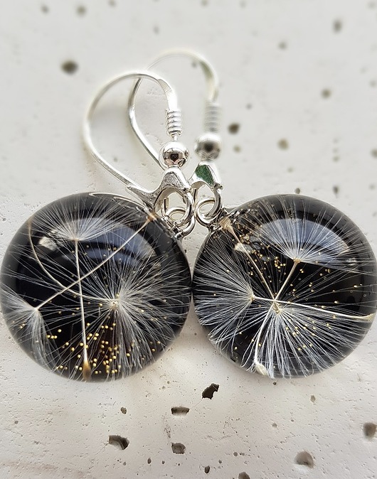 Kolczyki srebrne z nasionami dmuchawca Grol Jewellery