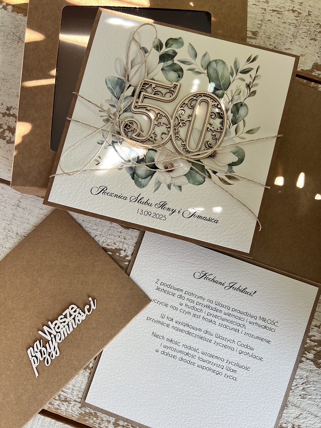 kartki scrapbooking Wyjątkowa kartka ręcznie robiona z okazji 50 rocznicy ślubu