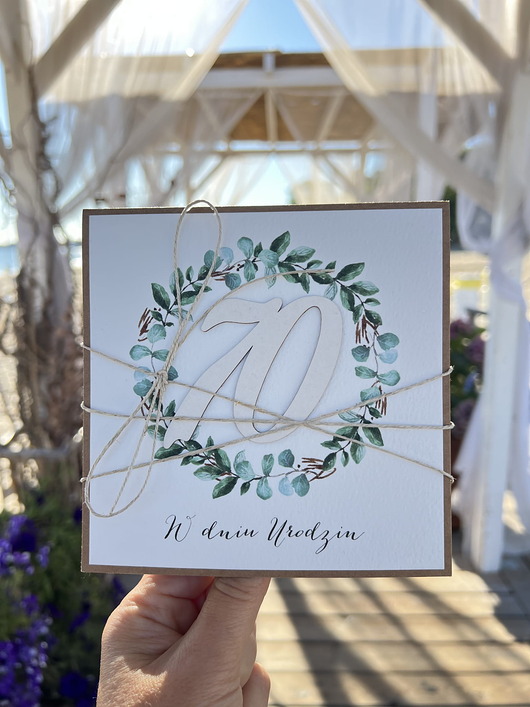 kartki scrapbooking Wyjątkowa ręcznie robiona kartka na 70 urodziny, siedemdziesiątka