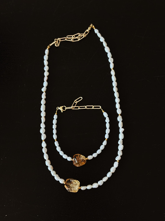 złote naszyjniki Naszyjnik z pereł naturalnych Cytryn