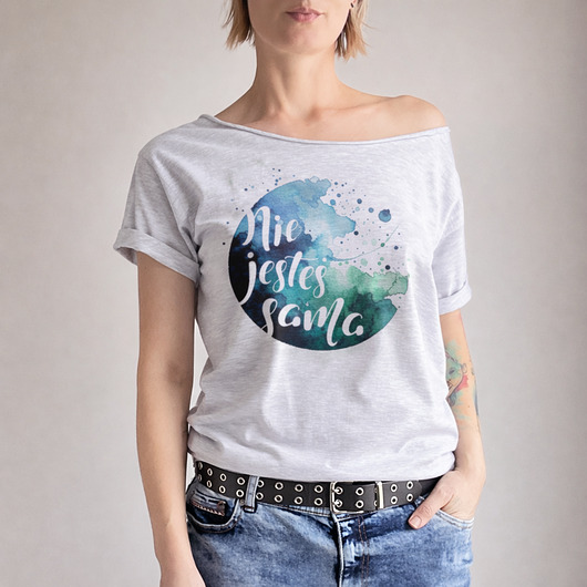 t-shirt damskie Nie jesteś sama Szary Oversize