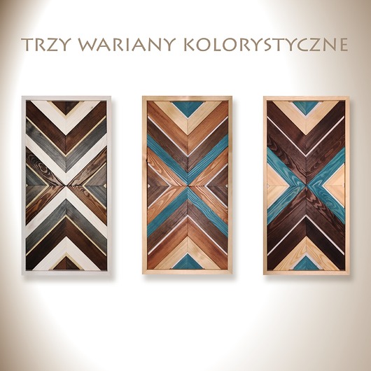 inne Drewniany obraz geometryczny 3D - trzy wersje kolorystyczne
