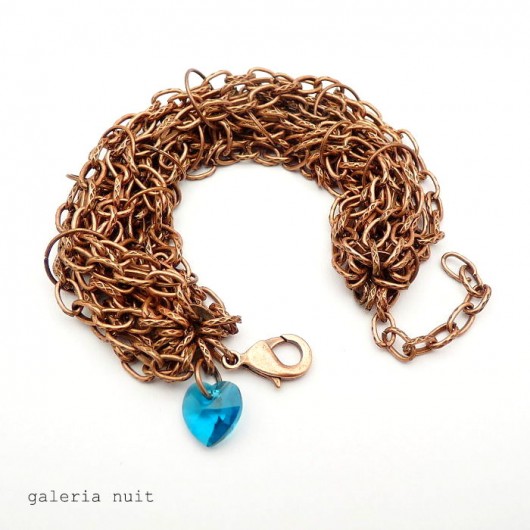 Heart Blue zircon- bransoletka miedziana  galeria nuit