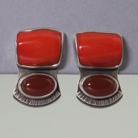 klipsy Koral i karneol - klipsy