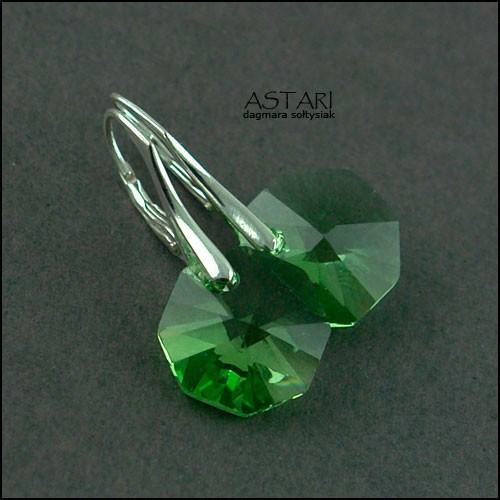 SREBRO I kryształ SWAROVSKI - PERIDOT Astari