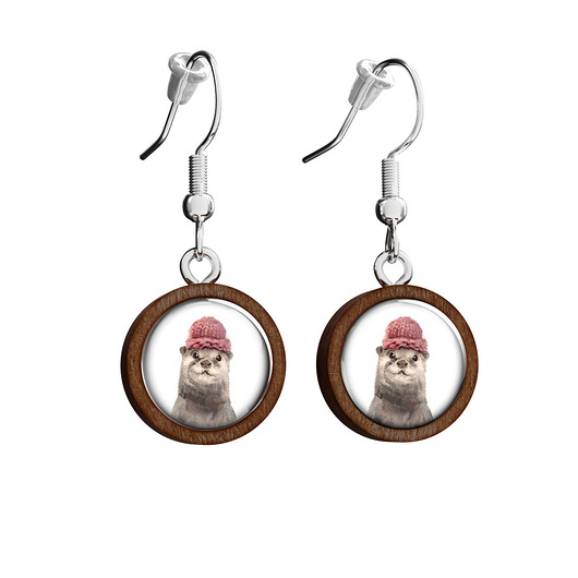 kolczyki drewniane Kolczyki drewniane - Wydra - wiszące