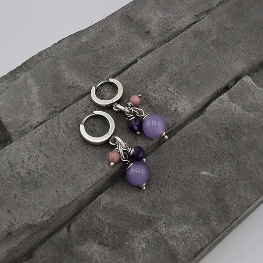 kolczyki z kamieniami Kolczyki Lilac