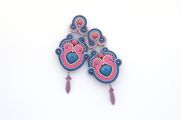 kolczyki soutache Wrzosowa jesień 2
