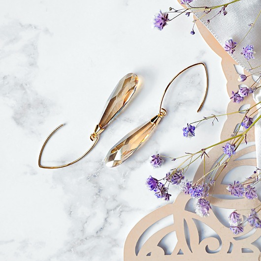 kolczyki srebrne SREBRNE KOLCZYKI z kryształami Swarovski, Champagne drops