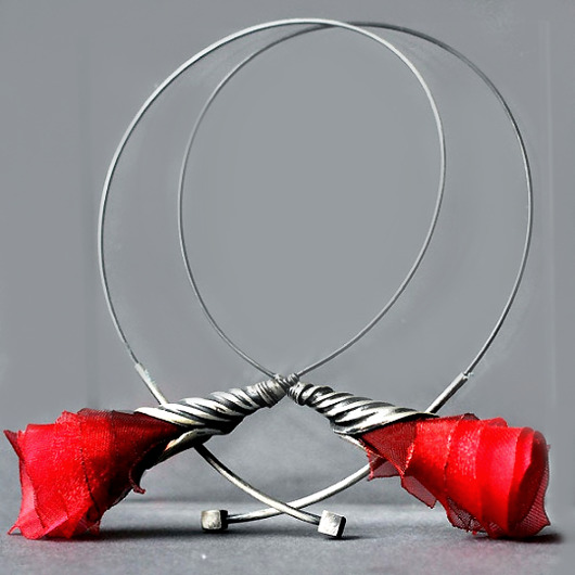kolczyki wire wrapping Awangardowe  kolczyki srebrne obręcze SOLOR