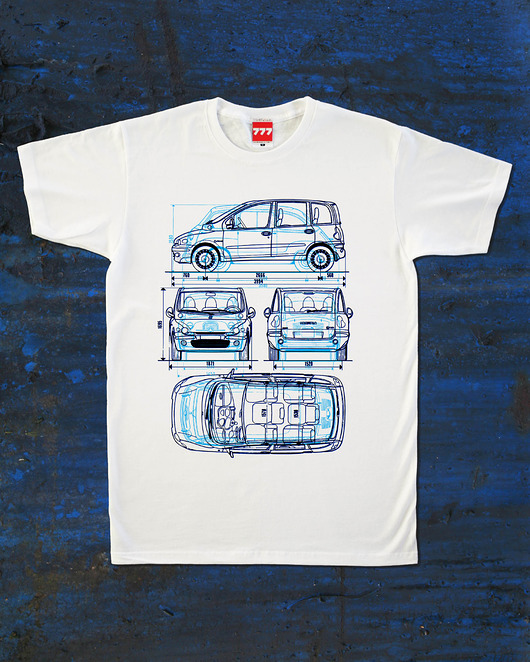 t-shirty męskie koszulka FIAT MULTIPLA NEW & OLD tshirt