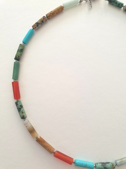 chokery Naszyjnik, PATYCZKI agat, jaspis, howlit, wielobarwny